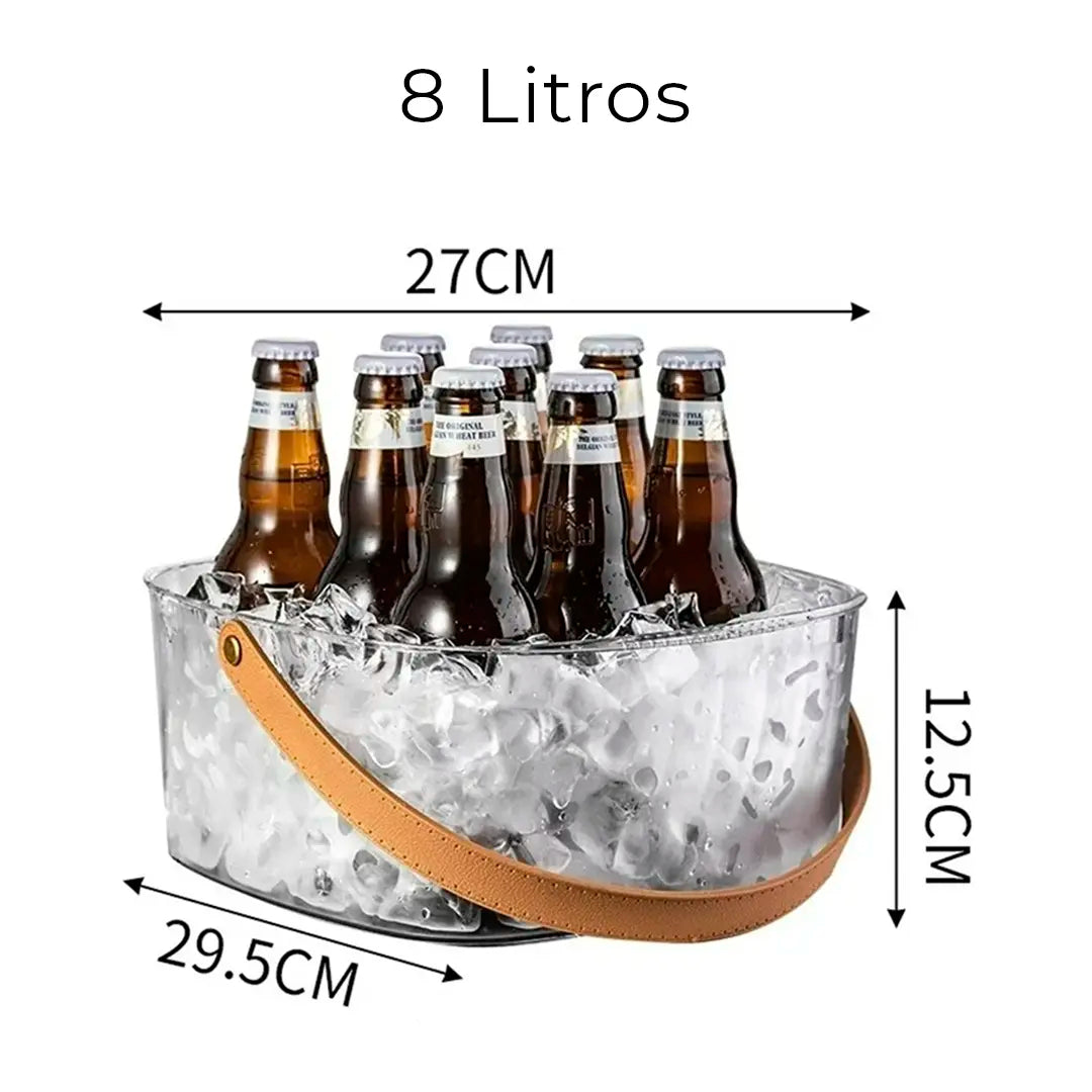 Balde de Gelo Acrílico com Alça de Couro