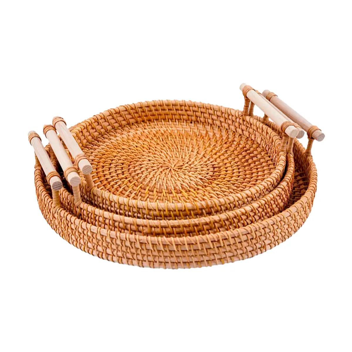 Bandeja Decorativa de Rattan Feita à Mão2