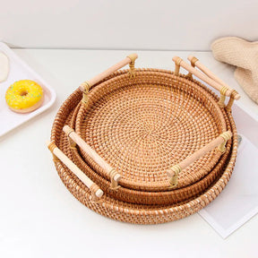 Bandeja Decorativa de Rattan Feita à Mão9