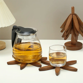 Descanso de Panela de Madeira com Suporte
