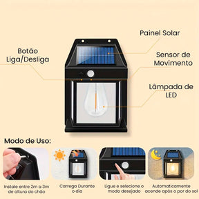 Luminária Led Solar com Sensor de Movimento Sunset