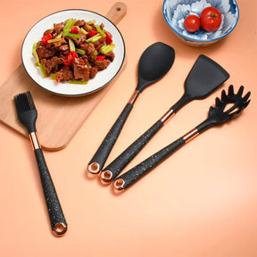 Kit Utensílios de Silicone para Cozinha 6 ou 10 Peças Rose Gold