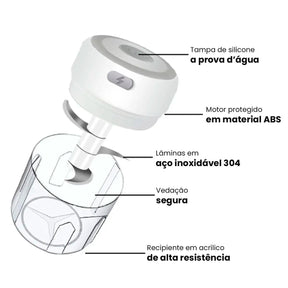 Mini Processador de Alimentos Elétrico Portátil Processa Fácil®