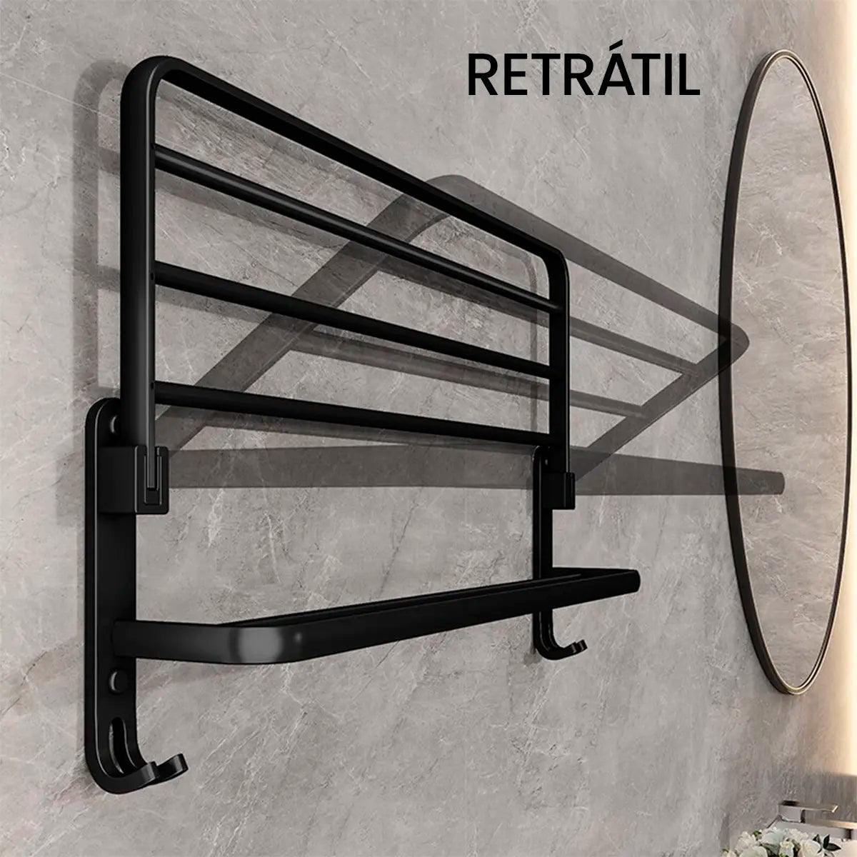 Porta Toalha para Banheiro Duplo Retrátil